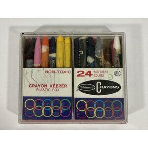 Whitman Crayons Vintage 24 Pack With Plastic Case Crayon Keeper Colors Coloring